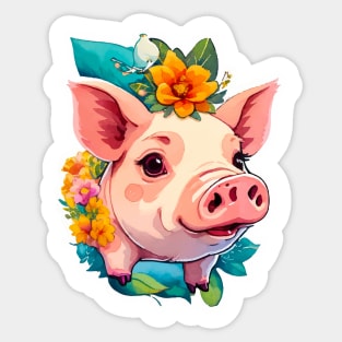 Minimal Cute Baby Pig Sticker